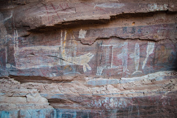 Fototapeta na wymiar Petroglyph rock painting in Baja Mexico