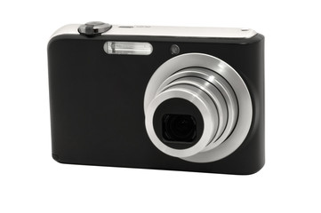 Digital compact camera, isolated on white background