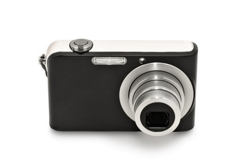 Digital compact camera. Isolated on white background