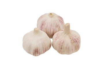 Three cloves of garlic. Isolated on white background