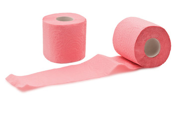Two rolls of toilet paper, isolated on white background