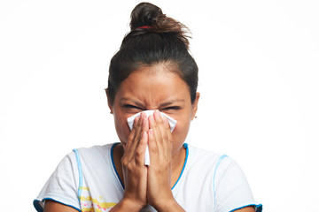 girl with flu virus