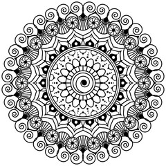 Mehndi mandala flower in Indian henna style for tatoo or card.