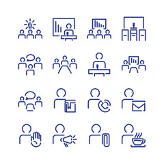 Simple conference icon set. Vector illustration bold line.