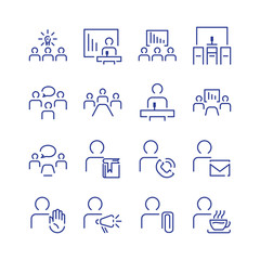 Simple conference icon set. Vector illustration line.