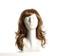 Mannequin Female Head with Wig on White - 123666055