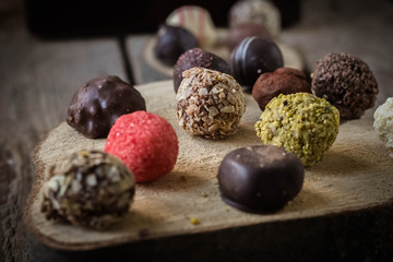 Round homemade chocolates