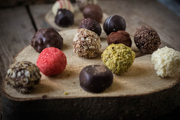 Round homemade chocolates