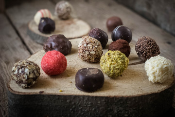 Round homemade chocolates