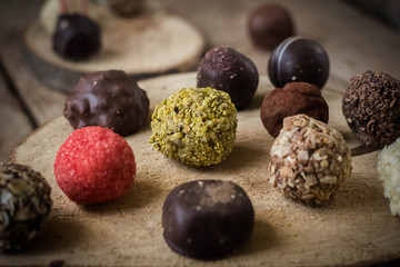 Round homemade chocolates