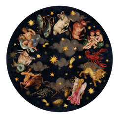 Cercle du zodiaque - ensemble complet de 12 signes. Illustration à l& 39 aquarelle.