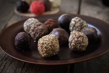 Round homemade chocolates