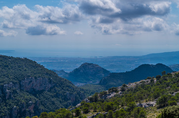 Fototapeta na wymiar Panorama of Palma de Mallorca from Tramuntana mountains, Spain