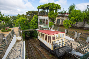 Funicular of Braga, Portugal. It reaches Bom Jesus do Monte Sanctuary. The most old funicular of...