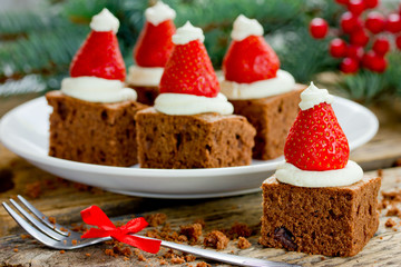 Santa hat brownie bites