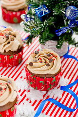 Christmas cupcakes - chocolate cupcake with buttercream frosting