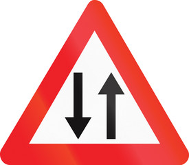 Belgian warning road sign - oncoming traffic