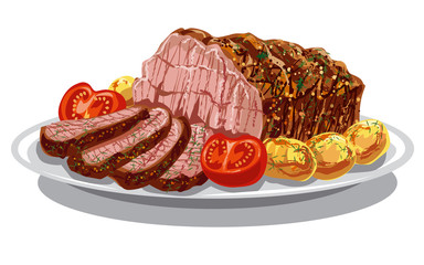  roastbeef with baked poatoes