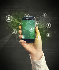 hand holding smartphone