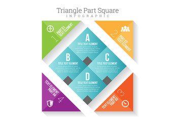 Four Section Off-Axis Square with Triangular Tabs Infographic