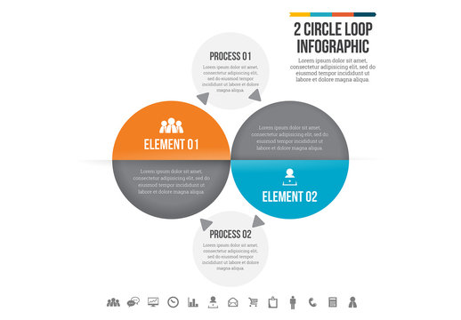 Four Grayscale and Color Circle Infographic