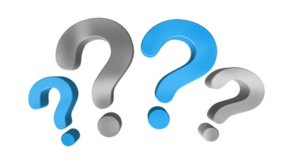 Blue and grey question marks 3D rendering