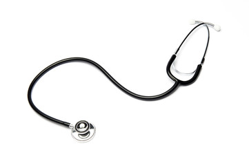 Black stethoscope on white background 