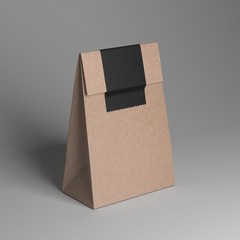 Paper cup and paper bag mockup, 3D rendering illustration