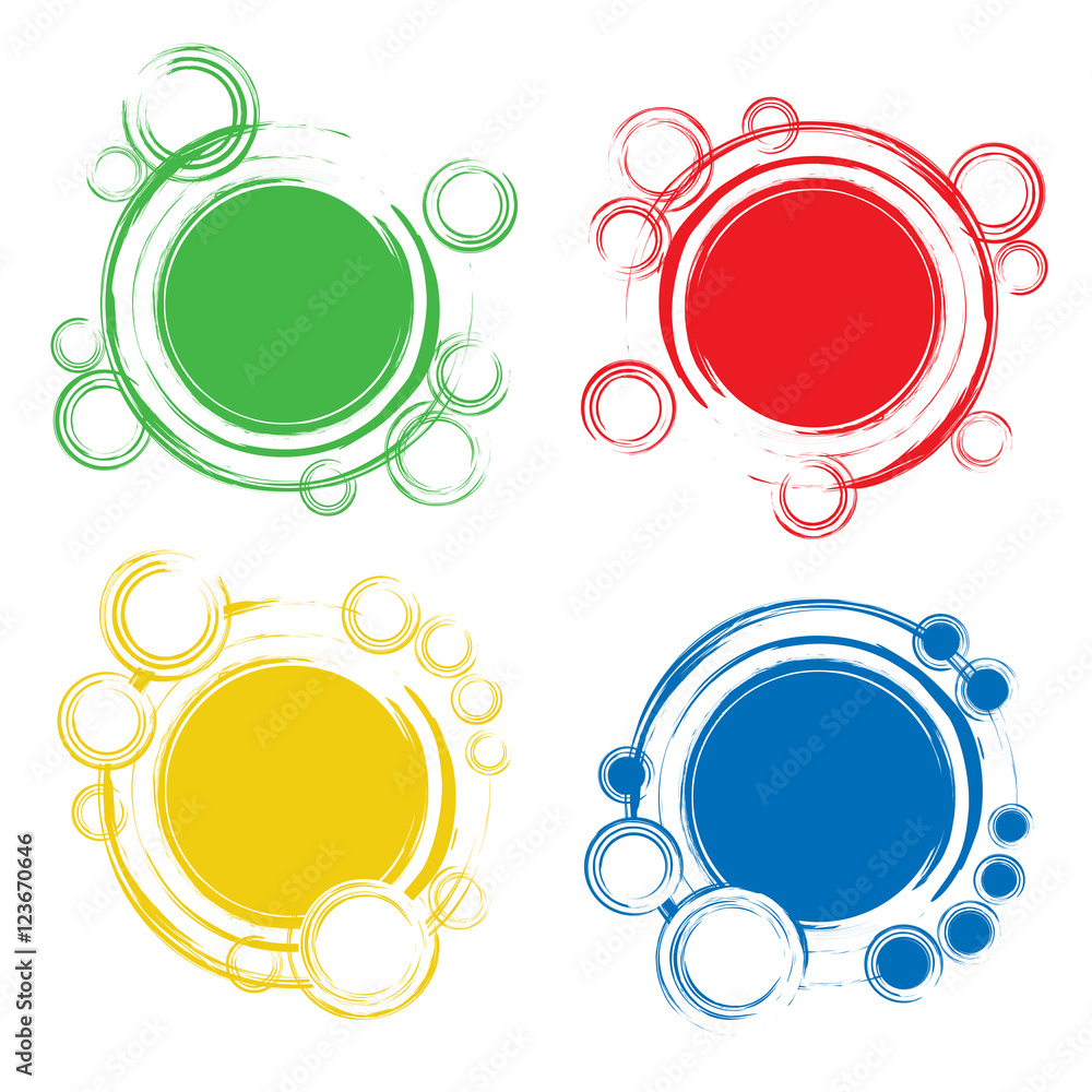 Wall mural set of badges with abstract circles. design elements of one big circle in the center and some smalle