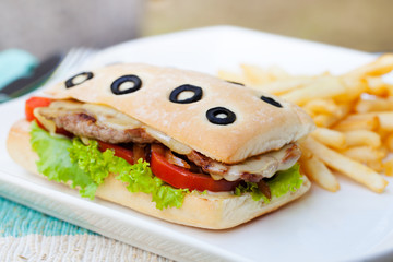 Ciabatta sandwich with grilled beef