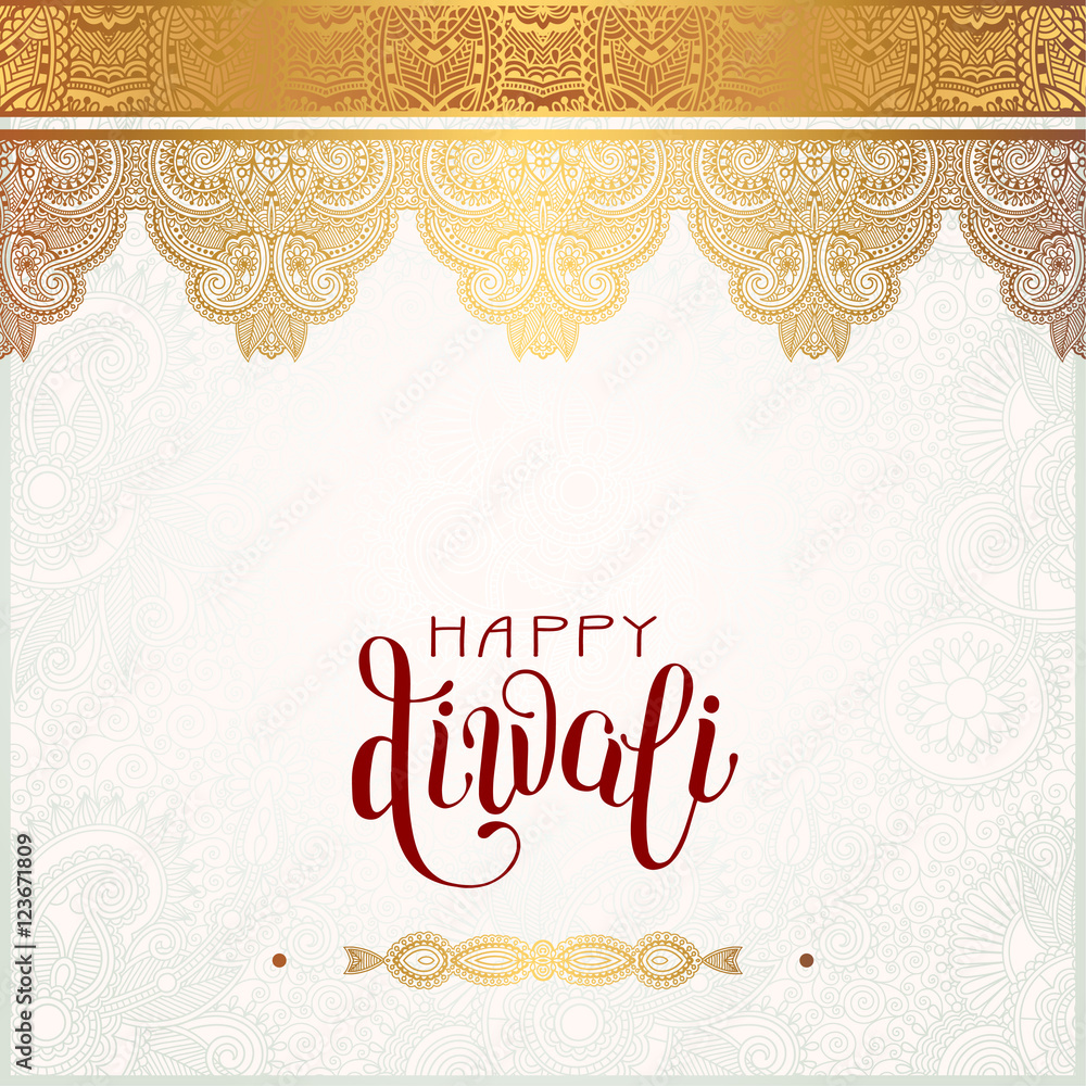 Canvas Prints happy diwali gold greeting card with hand written inscription to