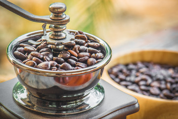 Coffee grinder and coffee beans