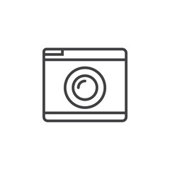 Retro camera line icon, outline vector logo illustration, linear pictogram isolated on white
