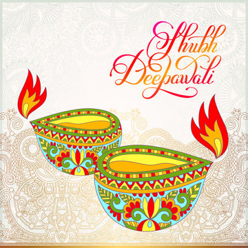 Happy Diwali gold greeting card with hand written inscription to
