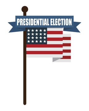 Presidential election USA 2016 flag isolated on white background. Vector illustration