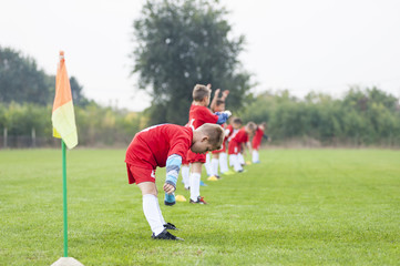 Little soccer players warming up