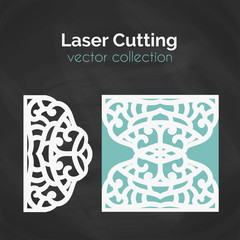 Laser Cut Card. Template For Cutting. Cutout Illustration.