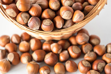 hazelnuts in a basket on the table