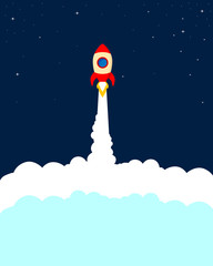 Startup rocket, business concept. Vector illustration.