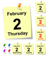 2 February, sheet of calendar. vector
