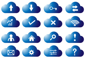 Blue Cloud computing Sign Set