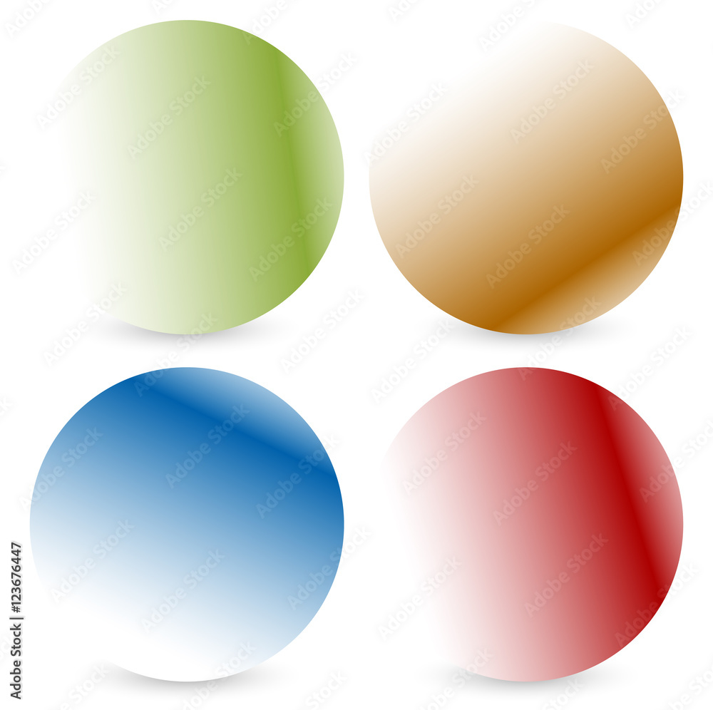 Poster bright colorful button, badge shapes with shadow