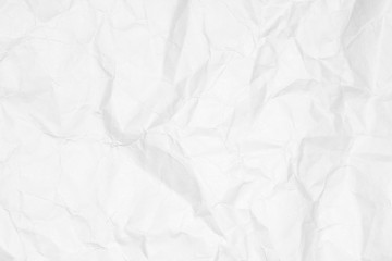 Crumpled white paper texture or white paper background for design with copy space for text or image.
