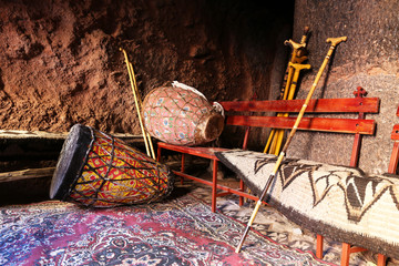 African drums and pilgrim rod, Ethiopia - 123676811