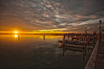 Boats at dock - sunset