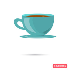 Color flat cup of tea icon. Flat design