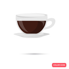 Color flat cup of coffee icon. Flat design