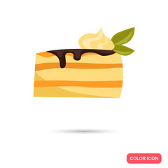 Color flat piece of cacke icon. Flat design