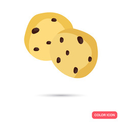 Color flat cookie with chocolate icon. Flat design