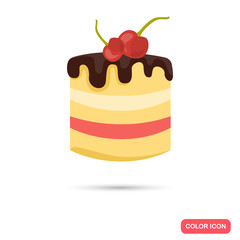Color flat chocolate cacke icon. Flat design